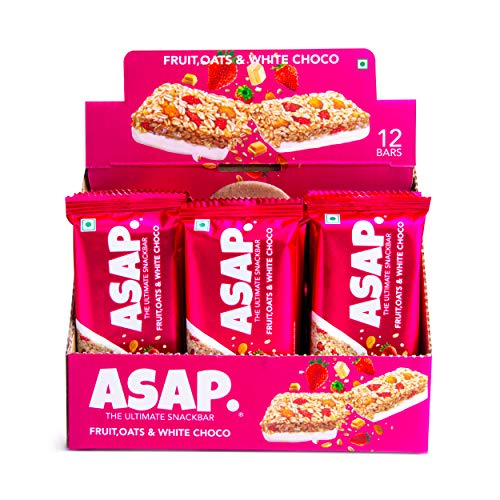 ASAP Healthy Protein Energy Bars with Fruits, Oats & White Chocolate | High Fiber| 12 Bars | Pack of 1| 420 gms