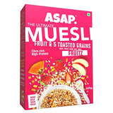 ASAP Wholegrain High Protein Breakfast Muesli with flavour of Fruitz, Oats & White Chocolate  + Badam Milk, 80% Almonds, Raisins with Nuts | Omega-3 & Fibre Rich | 420g - Pack of 2