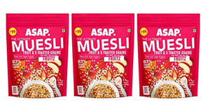 ASAP Wholegrain High Protein Breakfast Muesli with flavour of Fruitz, White Chocolate & 5 Toasted Grains | Omega-3 & Fibre Rich | 120g - Pack of 3