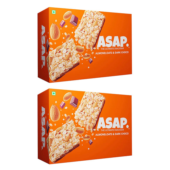 ASAP Healthy Granola Snack Bars with Dark Chocolate & Almond | 12 Bars | Pack of 2
