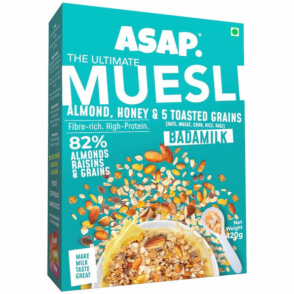 ASAP - Ultimate Muesli - BADAM MILK (Almonds, Honey & 5 toasted grains) - 420 gms