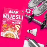 ASAP - Ultimate Muesli - FRUITZ Power of 5 toasted grains (Oats, Wheat, Corn, Rice and Ragi) and Dry Fruits (Strawberries and Raisins)
