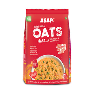 ASAP Masala Oats 1 kg with Golden Rolled Oats,  Dal, Veggie and Spices | High on fibre and helps reduce cholesterol | 100% Whole Grains | 100% Natural | No Maltodextrin, artificial flavours or preservatives | Helps reduce weight