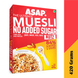 ASAP Wholegrain High Protein Breakfast Muesli with NO ADDED SUGAR, 84% Almonds + 4 Toasted Grains - Oats, Wheat, Rice, and Ragi | Rich in Fibre (420g, Box) : Pack of 2
