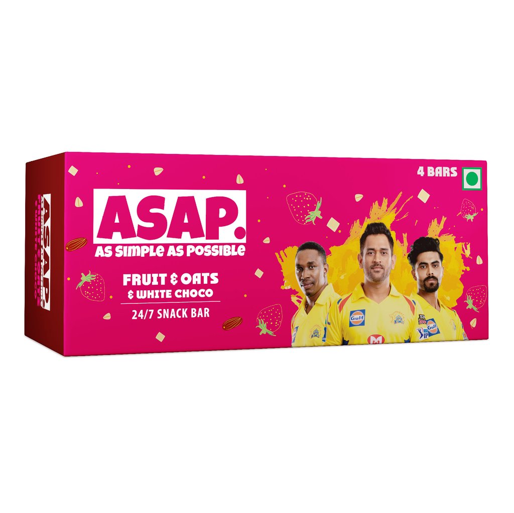 ASAP Fruit, Oats & White Choco Snack Bars - Box of 4. Special edition CSK Packs