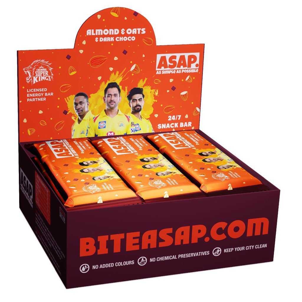 ASAP Almond, Oats & Dark Choco snack bars - Family box of 12. Special edition CSK Packs