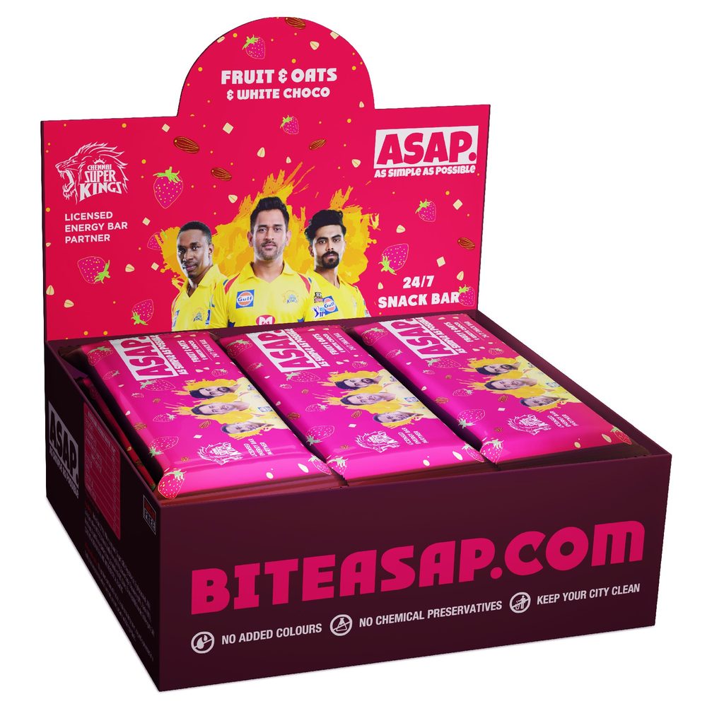 ASAP Fruit, Oats & White Choco snack bars - Family box of 12. Special edition CSK Packs